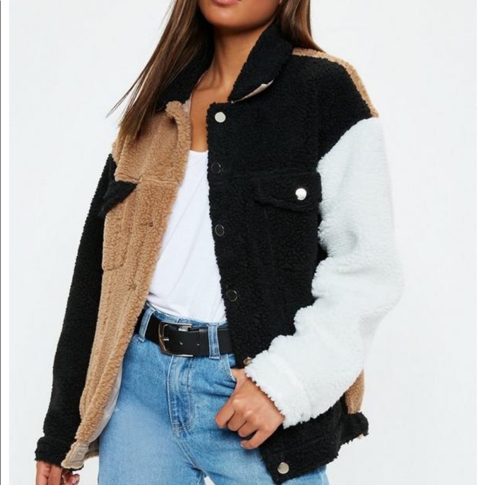 Missquided Colorblack Borg Teddy trucker jacket deadstock